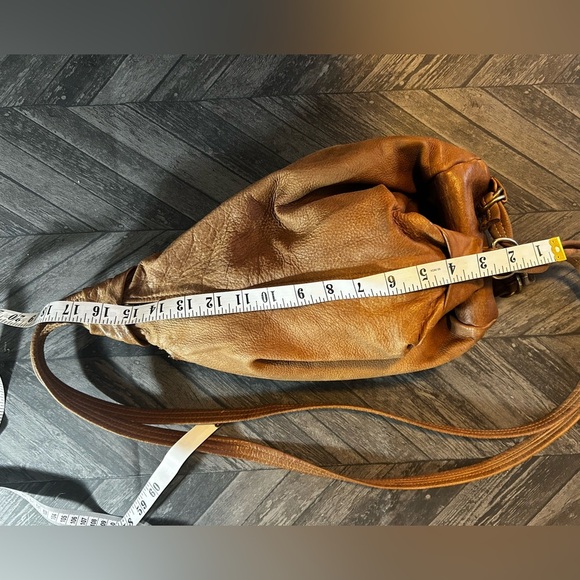 Vintage Karen Gunna Leather Light Camel Brown Rucksack Backpack made in Canada - Picture 12 of 13